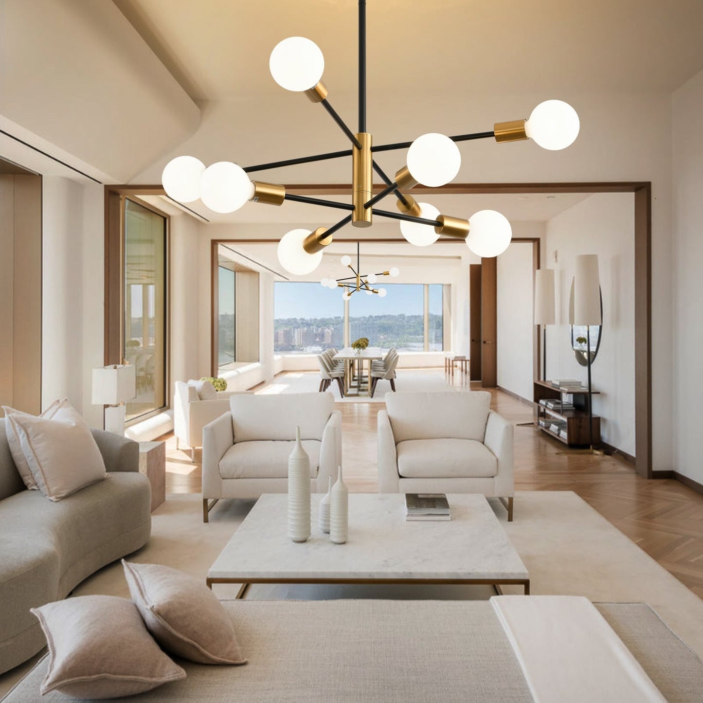 Lampadario lineare moderno Sputnik 8/10/12 luci