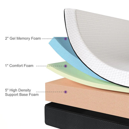 Materasso in memory foam Comfort Medium da 8 pollici con gel infuso