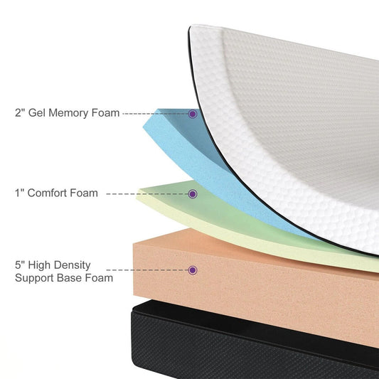 Materasso in memory foam Comfort Medium da 8 pollici con gel infuso