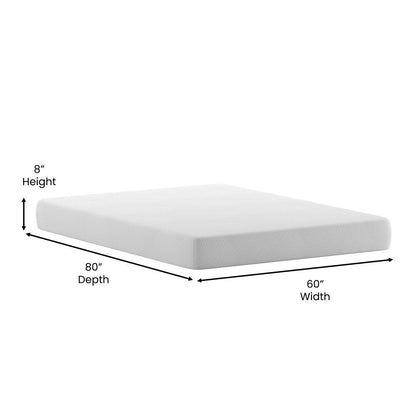 Materasso in memory foam rinfrescante al tè verde da 8 pollici, anti-pressione, in una scatola