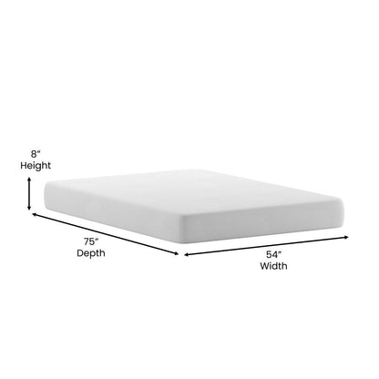 Materasso in memory foam rinfrescante al tè verde da 8 pollici, anti-pressione, in una scatola