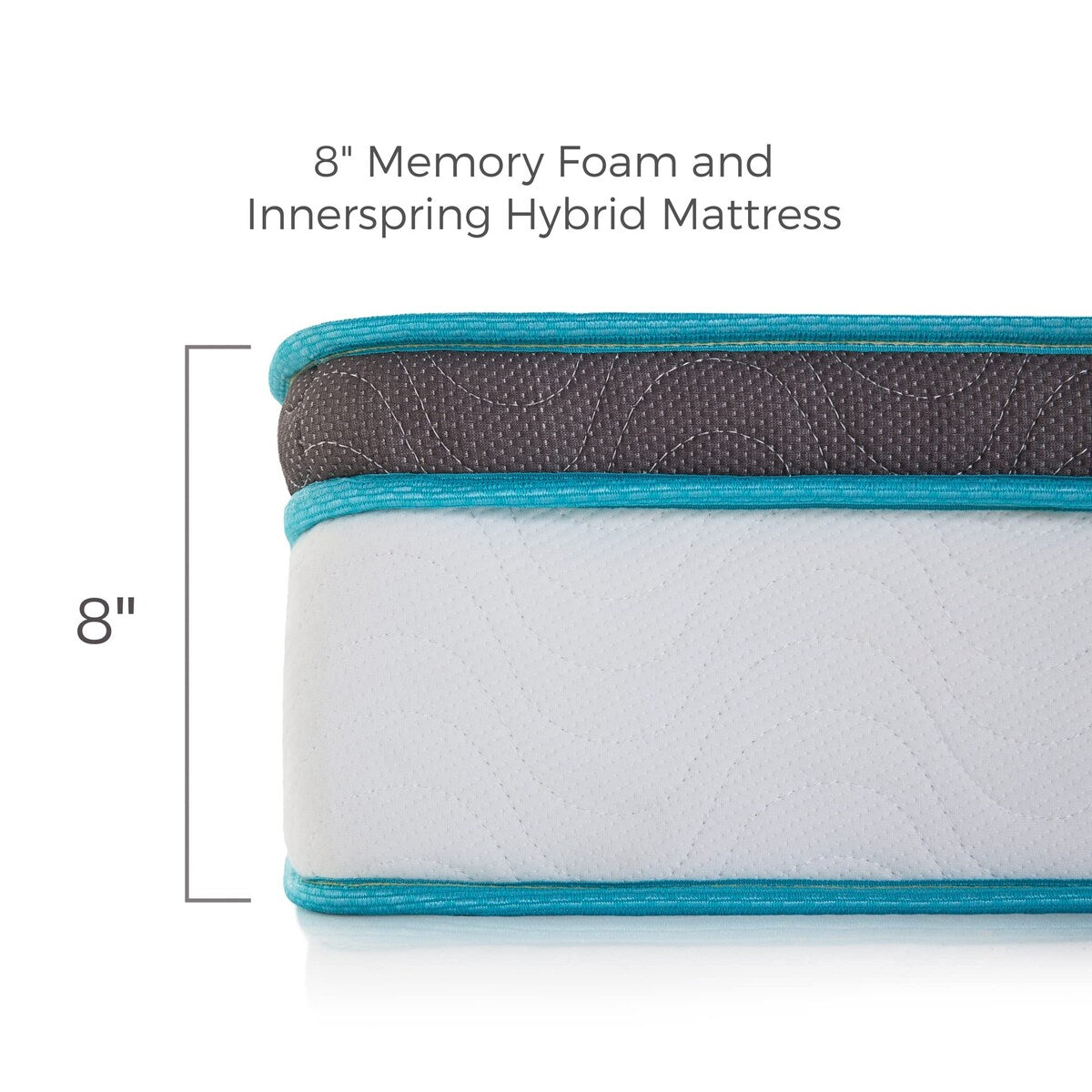 Materasso ibrido in memory foam e molle da 8 pollici - Sensazione di rigidità media - Letto in una scatola - Comfort di qualità e supporto adattivo - Misura singola