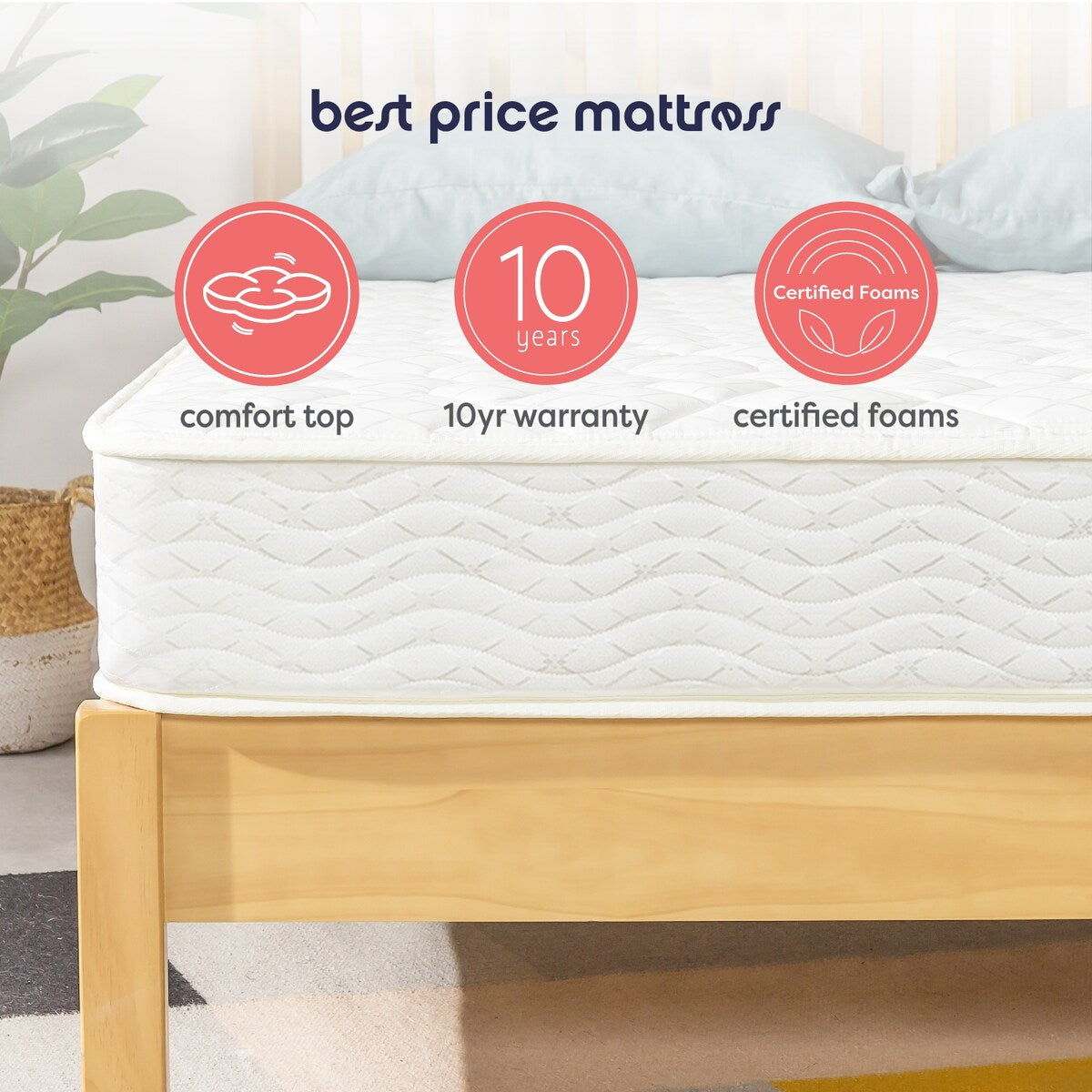 Materasso a molle interne da 8 pollici con parte superiore stretta di Crown Comfort