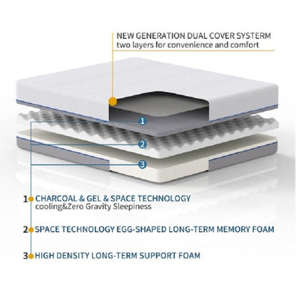 Materasso in memory foam con infusione di gel e carbone da 8 pollici - Comfort medio (singolo)