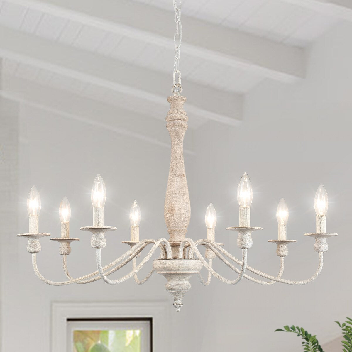 Lampadario moderno in stile fattoria, lampadario a 8 luci con candela per soggiorno, cucina, isola, sala da pranzo, ingresso - L31,1 x A20,66