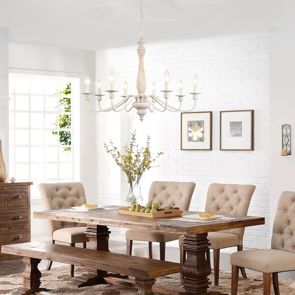 Lampadario moderno in stile fattoria, lampadario a 8 luci con candela per soggiorno, cucina, isola, sala da pranzo, ingresso - L31,1 x A20,66