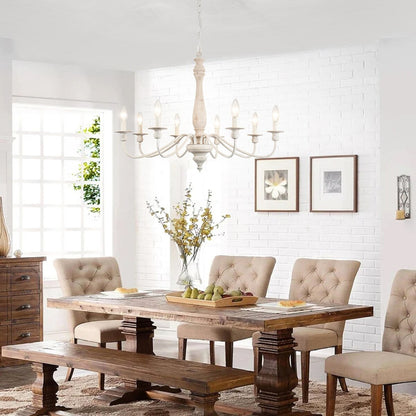 Lampadario moderno in stile fattoria, lampadario a 8 luci con candela per soggiorno, cucina, isola, sala da pranzo, ingresso - L31,1 x A20,66