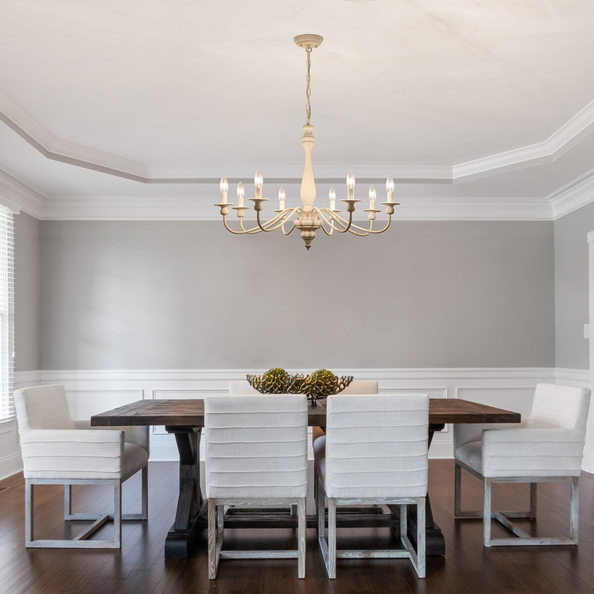 Lampadario moderno in stile fattoria, lampadario a 8 luci con candela per soggiorno, cucina, isola, sala da pranzo, ingresso - L31,1 x A20,66