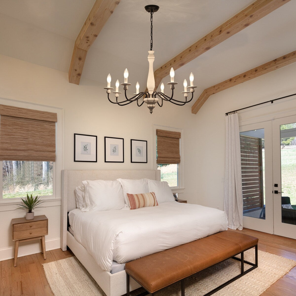 Lampadario moderno in stile fattoria, lampadario a 8 luci con candela per soggiorno, cucina, isola, sala da pranzo, ingresso - L31,1 x A20,66