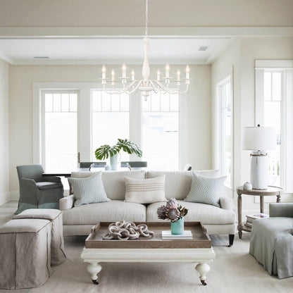 Lampadario moderno in stile fattoria, lampadario a 8 luci con candela per soggiorno, cucina, isola, sala da pranzo, ingresso - L31,1 x A20,66