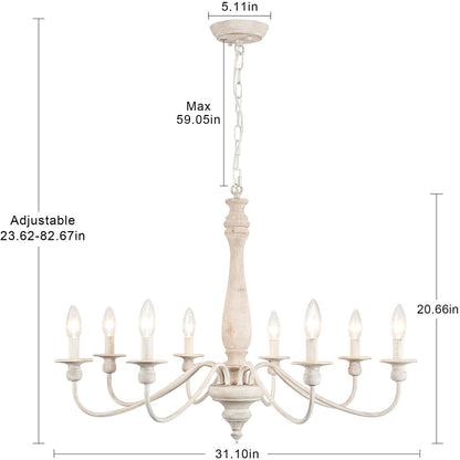 Lampadario moderno in stile fattoria, lampadario a 8 luci con candela per soggiorno, cucina, isola, sala da pranzo, ingresso - L31,1 x A20,66