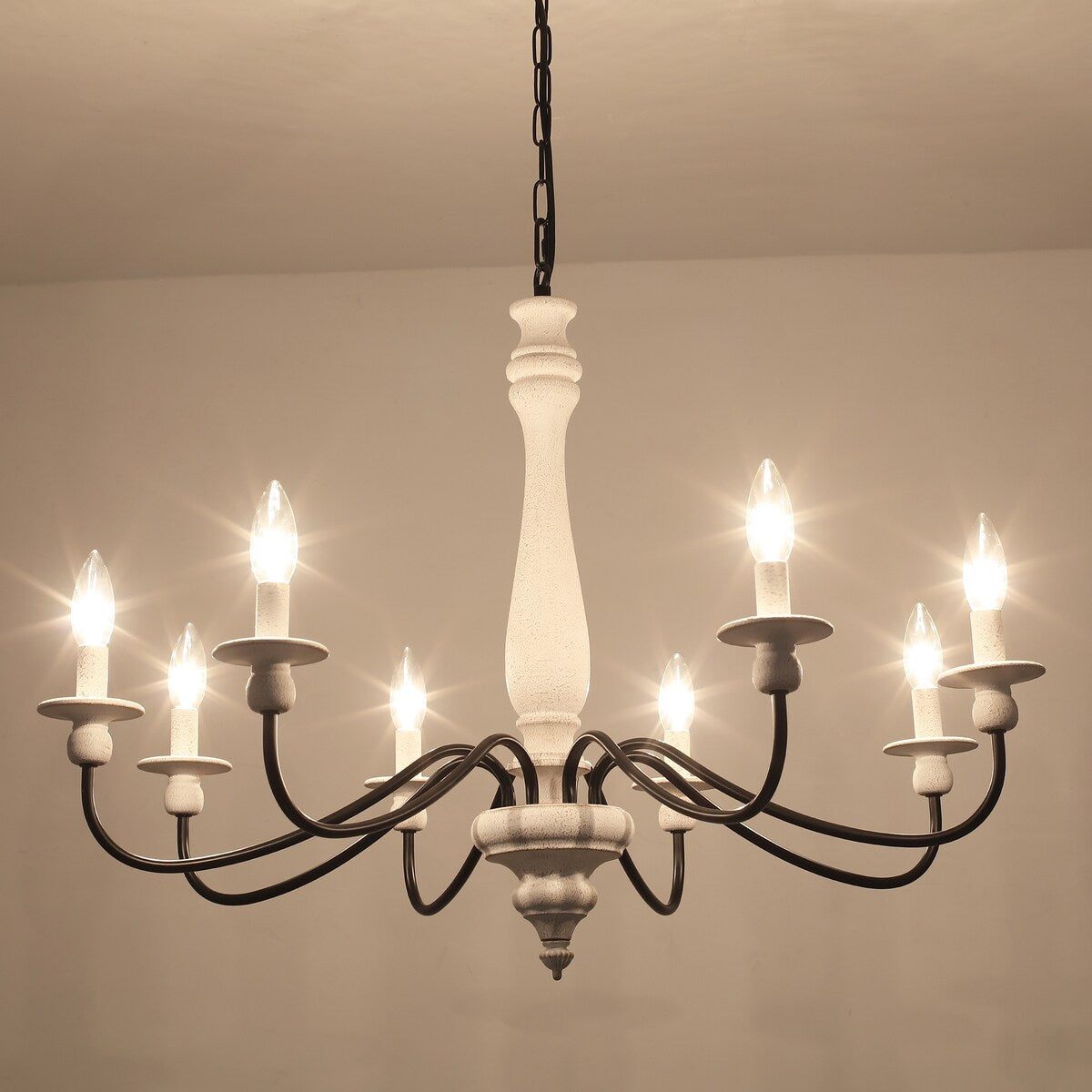 Lampadario moderno in stile fattoria, lampadario a 8 luci con candela per soggiorno, cucina, isola, sala da pranzo, ingresso - L31,1 x A20,66