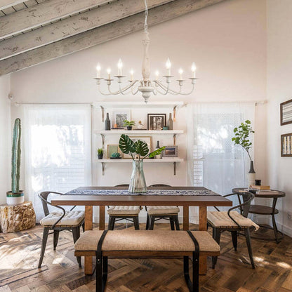 Lampadario moderno in stile fattoria, lampadario a 8 luci con candela per soggiorno, cucina, isola, sala da pranzo, ingresso - L31,1 x A20,66