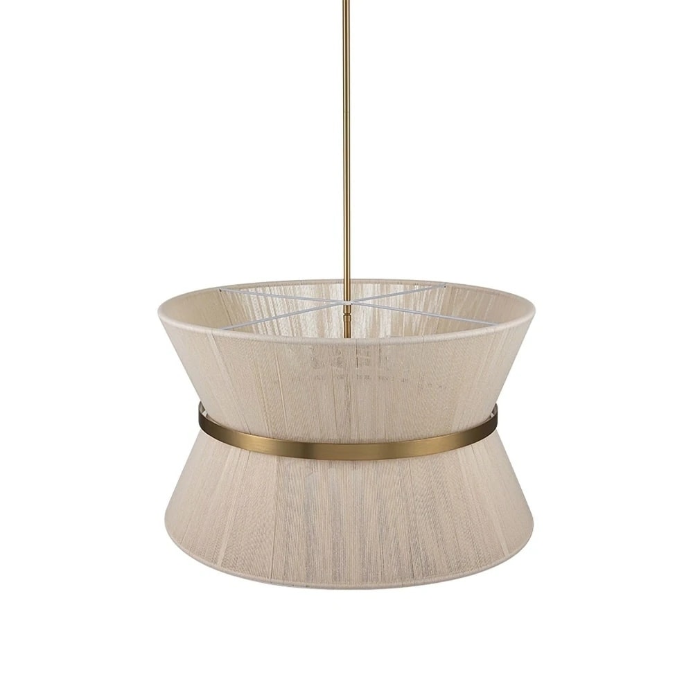 Lampadario a tamburo grande in stile boho moderno a 8 luci, lampadario a clessidra in tessuto intrecciato a mano da 24 pollici in oro/nero per sala da pranzo/soggiorno