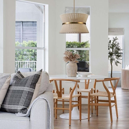 Lampadario a tamburo grande in stile boho moderno a 8 luci, lampadario a clessidra in tessuto intrecciato a mano da 24 pollici in oro/nero per sala da pranzo/soggiorno