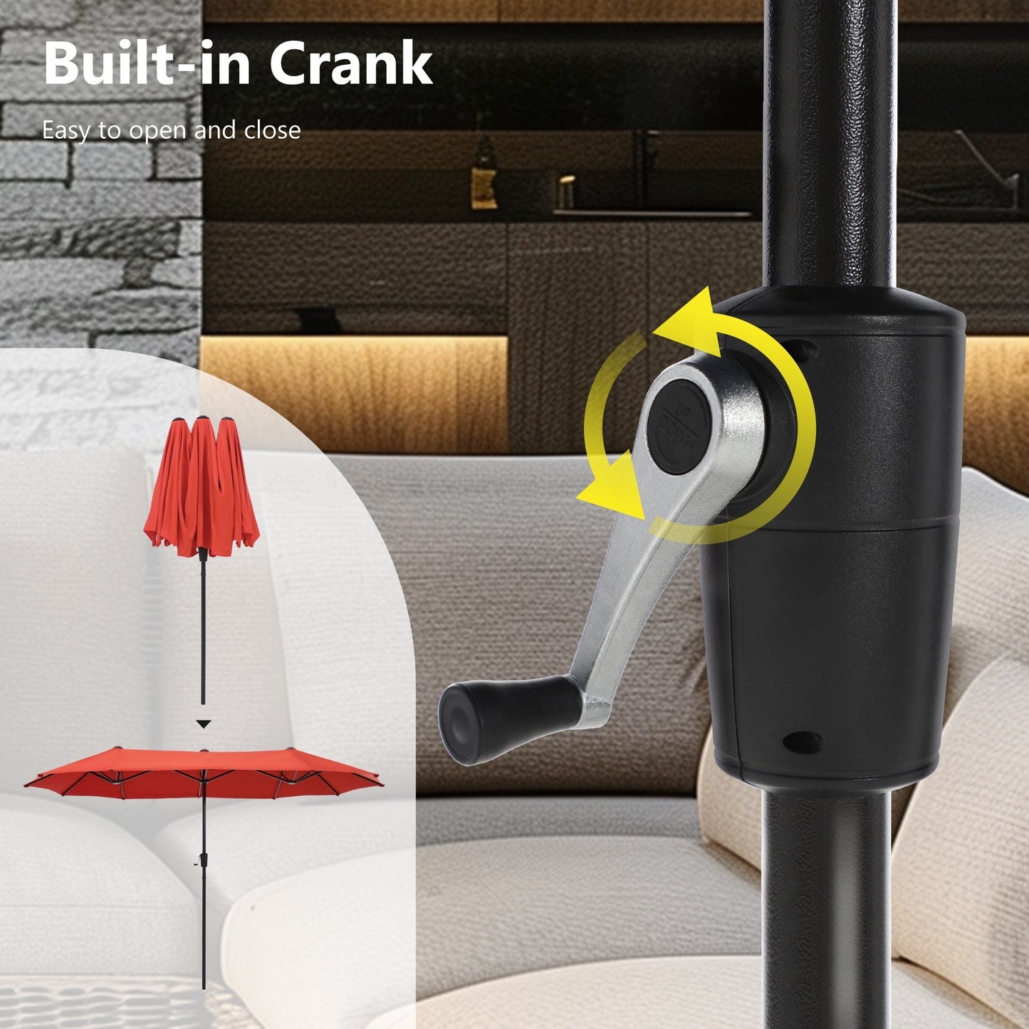 MAISON ARTS Set da pranzo da giardino 8 pezzi con ombrellone da giardino da 13 piedi