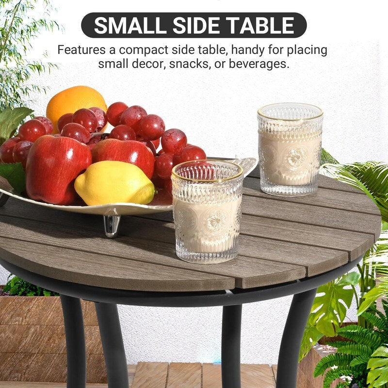 Set da pranzo per esterni da 8 pezzi con tavolo rettangolare, tavolino laterale piccolo e 6 sedie impilabili