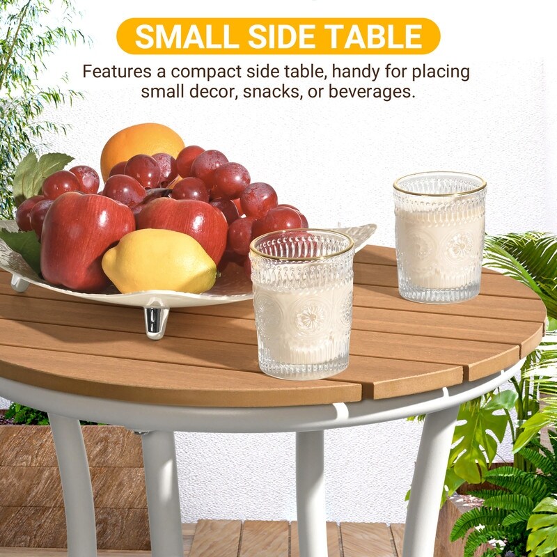 Set da pranzo per esterni da 8 pezzi con tavolo rettangolare, tavolino laterale piccolo e 6 sedie impilabili