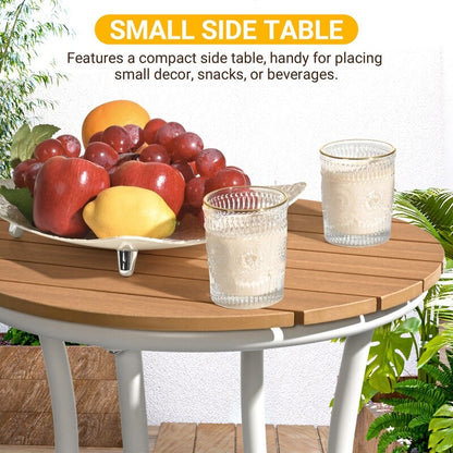 Set da pranzo per esterni da 8 pezzi con tavolo rettangolare, tavolino laterale piccolo e 6 sedie impilabili