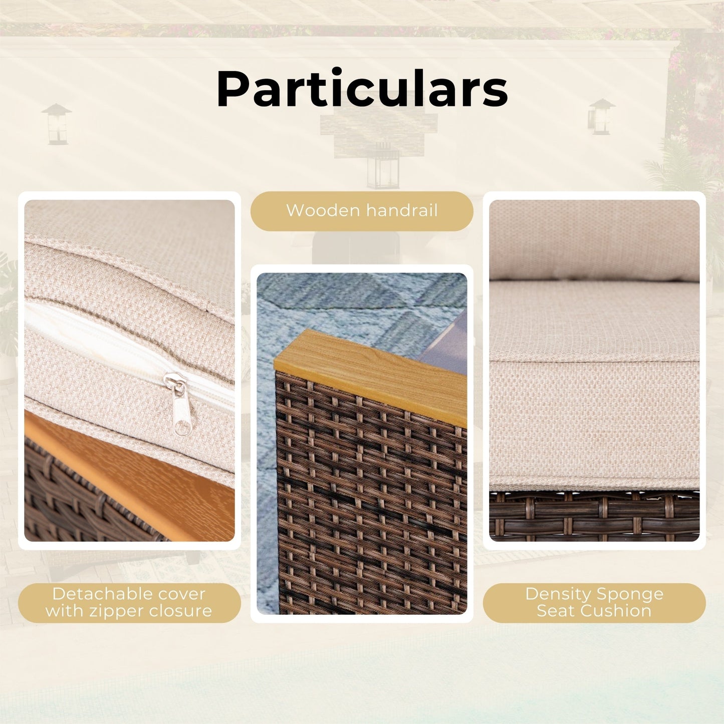 Set di divani componibili in vimini per esterni da 8 pezzi, ampi mobili da seduta, set da conversazione con tavolo con braciere