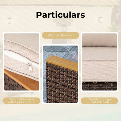 Set di divani componibili in vimini per esterni da 8 pezzi, ampi mobili da seduta, set da conversazione con tavolo con braciere