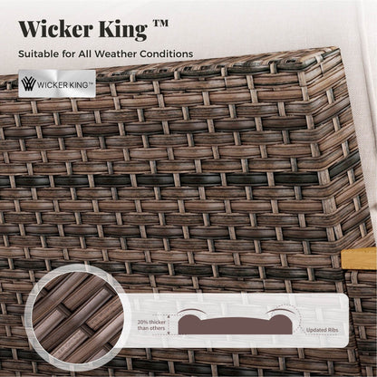 Set di divani componibili in vimini per esterni da 8 pezzi, ampi mobili da seduta, set da conversazione con tavolo con braciere