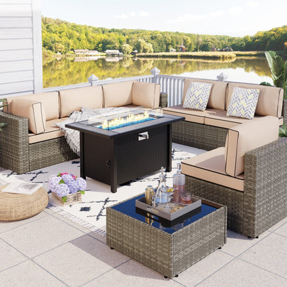 Gruppo di sedute componibili da 8 pezzi con braciere