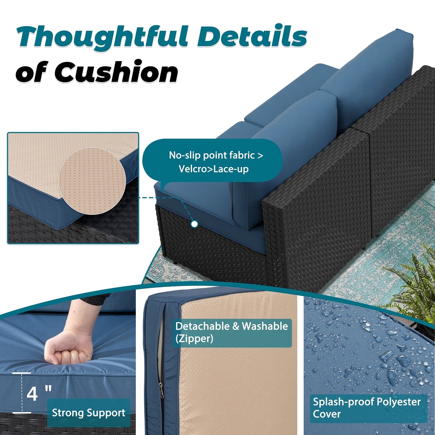 Gruppo di sedute componibili da 8 pezzi con braciere