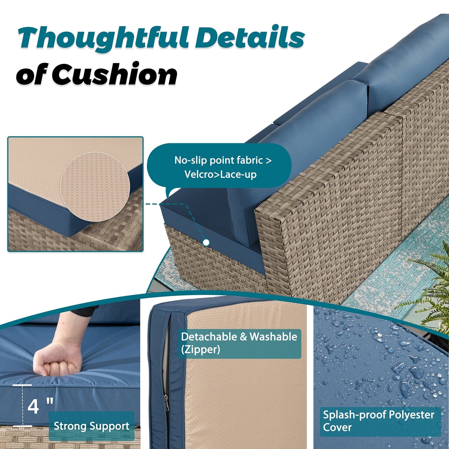 Gruppo di sedute componibili da 8 pezzi con braciere