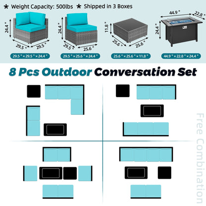 Gruppo di sedute componibili da 8 pezzi con braciere