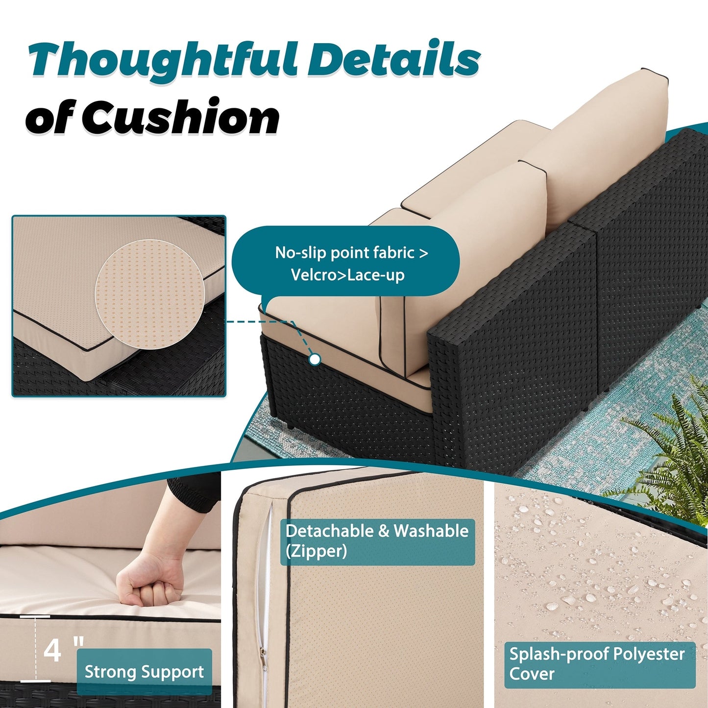 Gruppo di sedute componibili da 8 pezzi con braciere