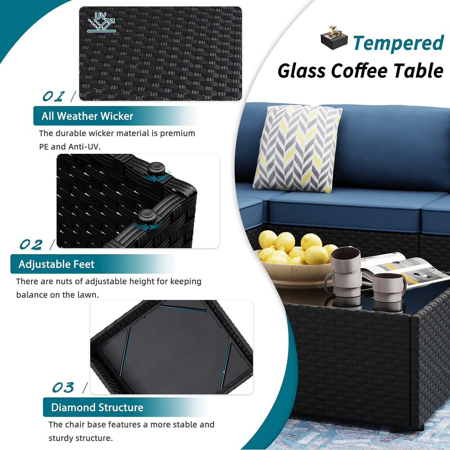 Gruppo di sedute componibili da 8 pezzi con braciere