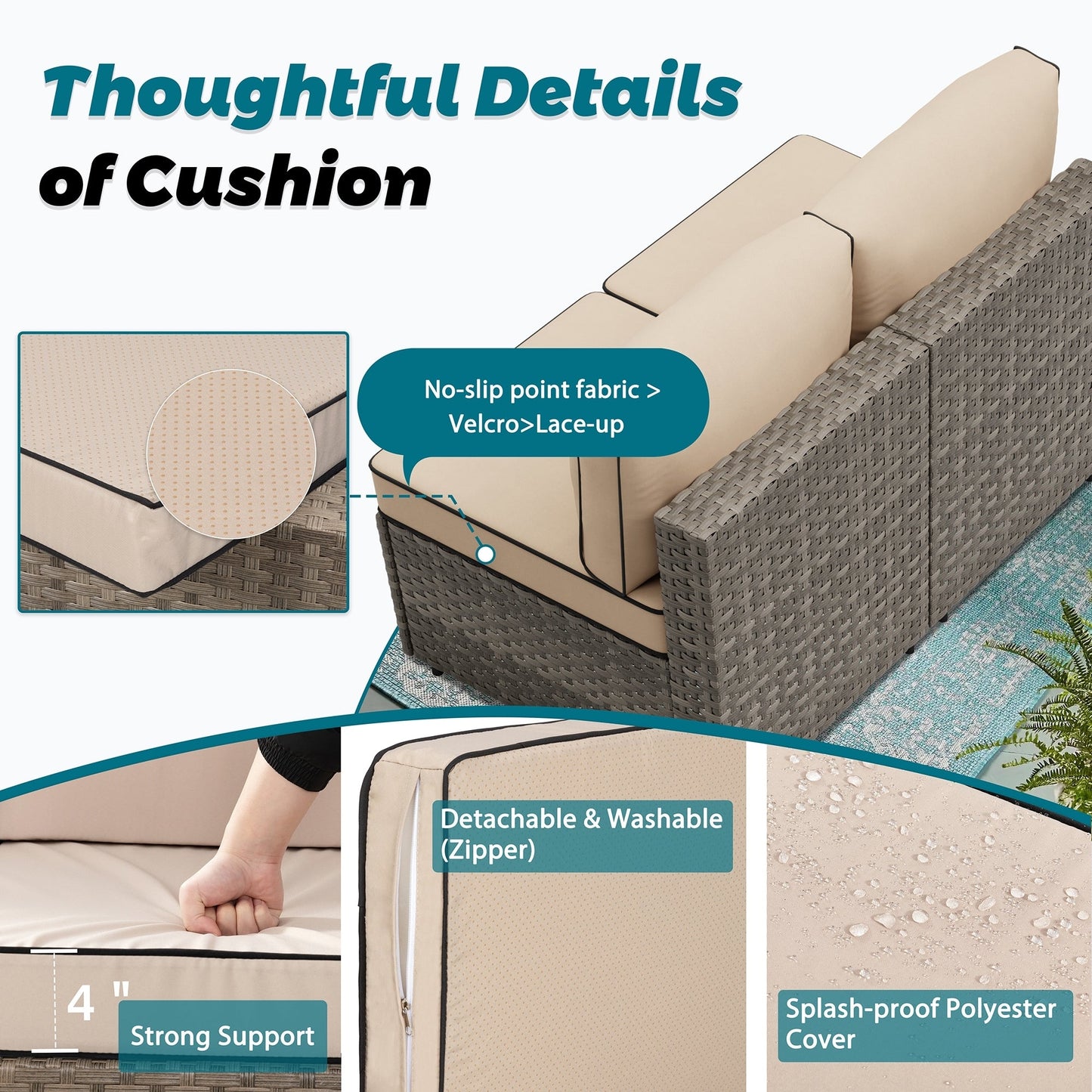 Gruppo di sedute componibili da 8 pezzi con braciere