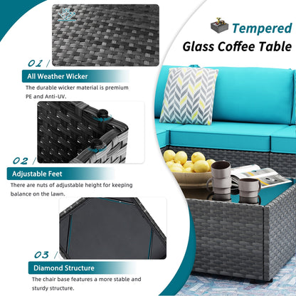 Gruppo di sedute componibili da 8 pezzi con braciere