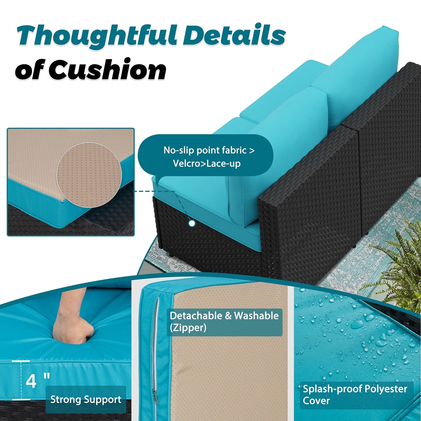 Gruppo di sedute componibili da 8 pezzi con braciere