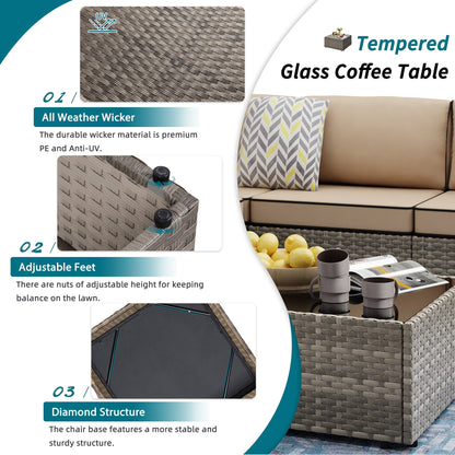 Gruppo di sedute componibili da 8 pezzi con braciere