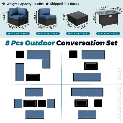 Gruppo di sedute componibili da 8 pezzi con braciere
