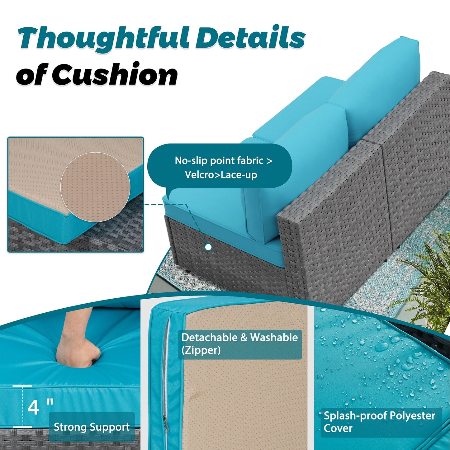 Gruppo di sedute componibili da 8 pezzi con braciere