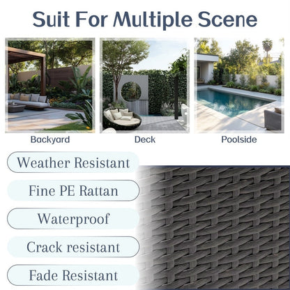 Set di mobili da giardino in vimini da 8 pezzi con tavolo contenitore blu