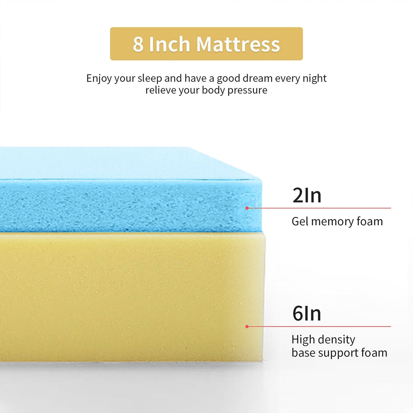 Materasso in memory foam con infusione di gel da 8 pollici