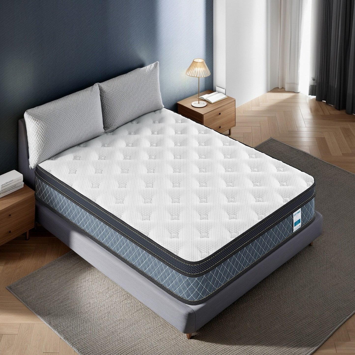 Materasso ibrido in memory foam infuso di gel da 8 pollici, mediamente rigido, rinfrescante e traspirante con certificazione CertiPUR-US, SGS e OEKO-TEX