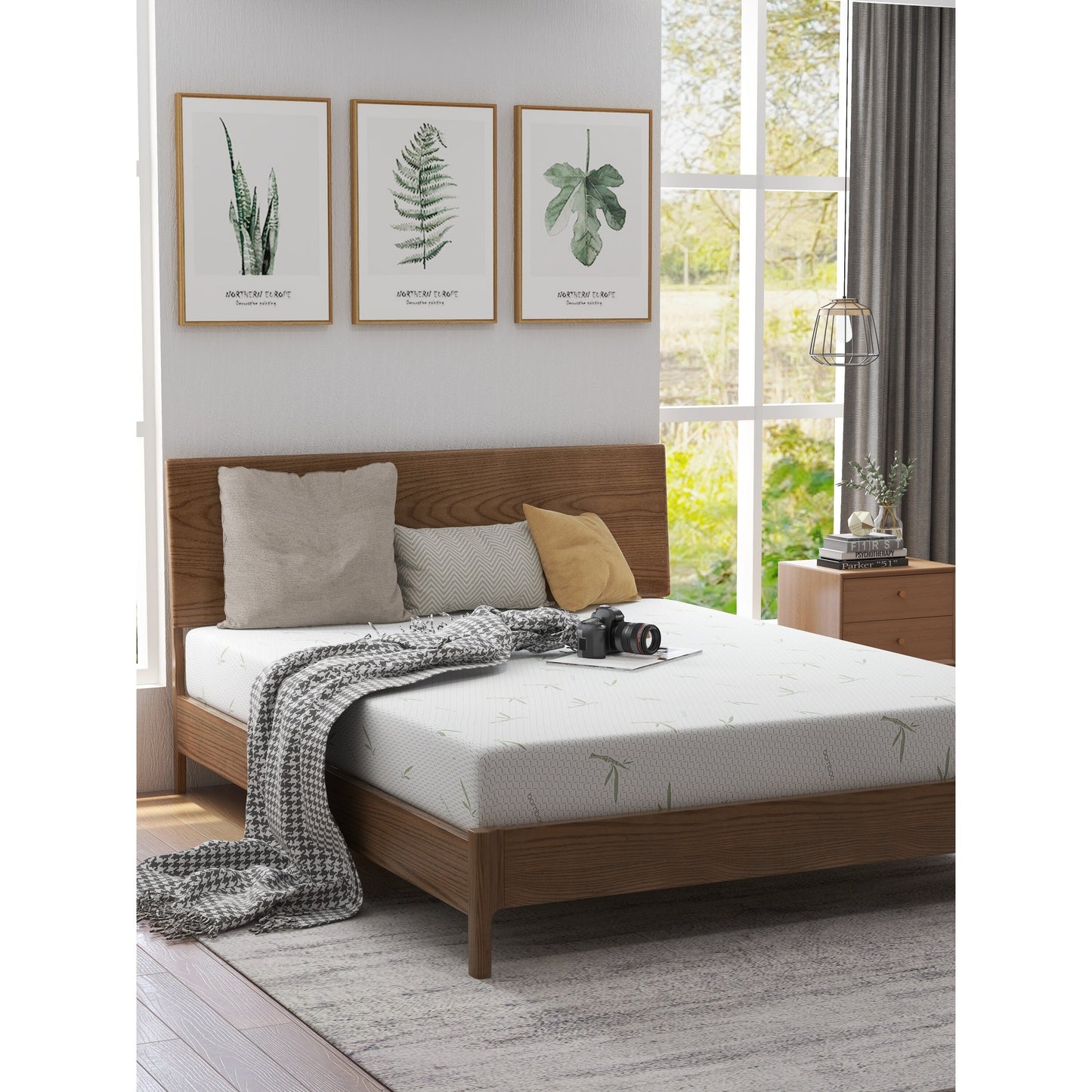 Materasso in memory foam da 8 pollici in una scatola per bambini con fodera in bambù traspirante, materasso in gel di tè verde di media rigidità per letto a castello