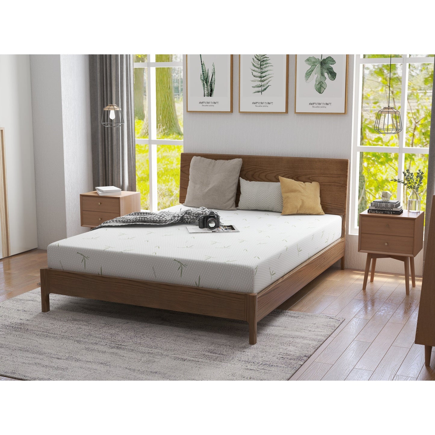 Materasso in memory foam da 8 pollici in una scatola per bambini con fodera in bambù traspirante, materasso in gel di tè verde di media rigidità per letto a castello