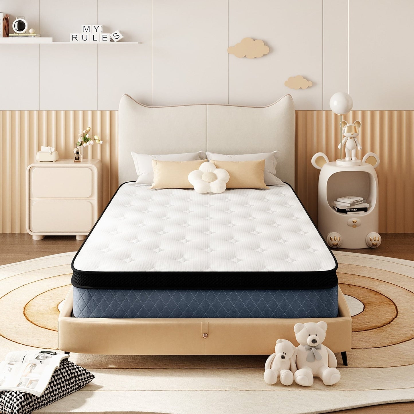 Materasso ibrido in memory foam gel semirigido da 8 pollici con molle insacchettate