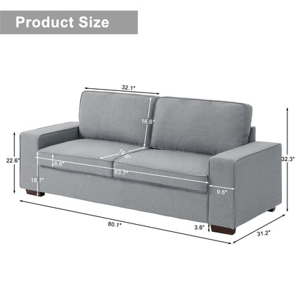 Divano a due posti in velluto a coste di lino largo 80,1 pollici per soggiorno