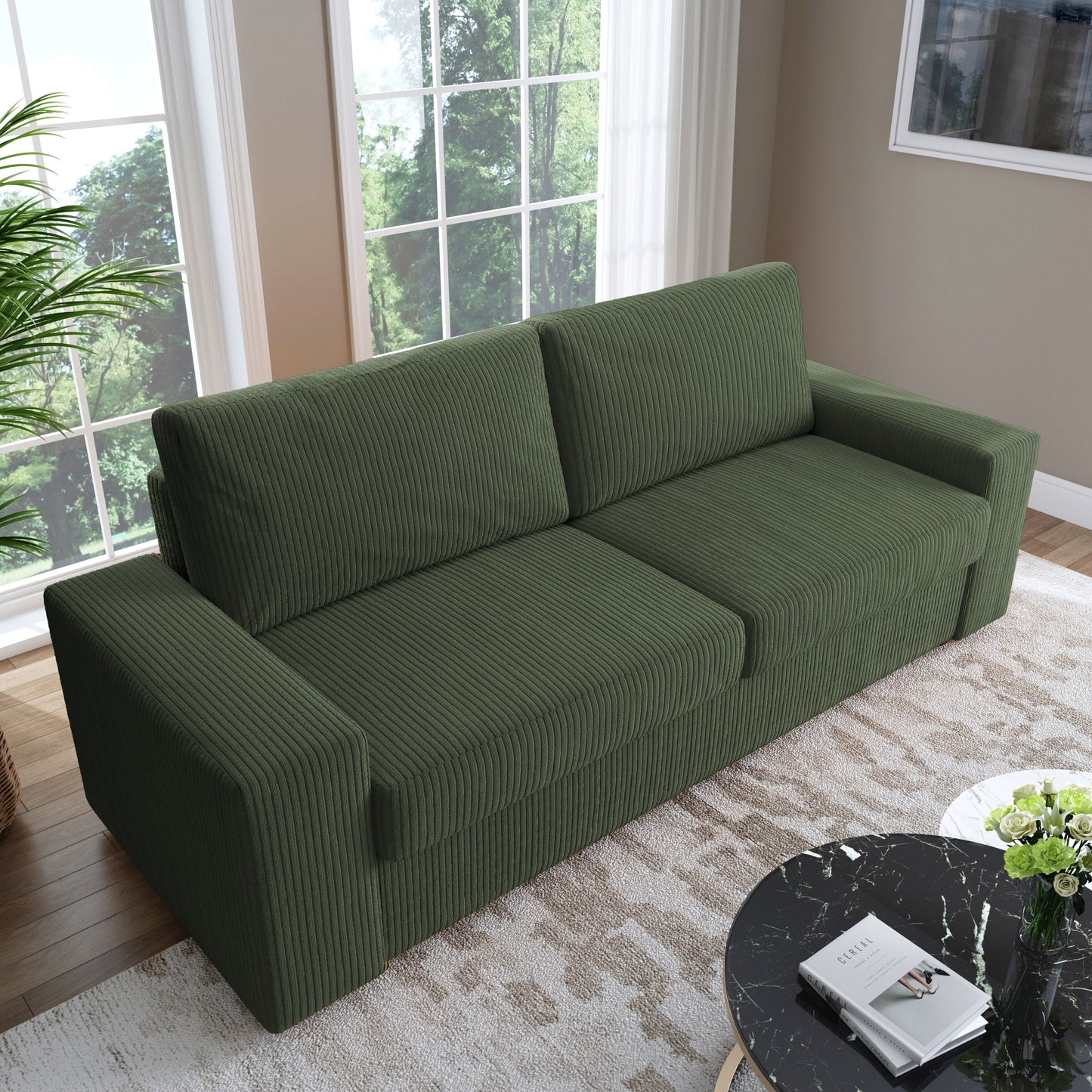 Divano a due posti in velluto a coste di lino largo 80,1 pollici per soggiorno