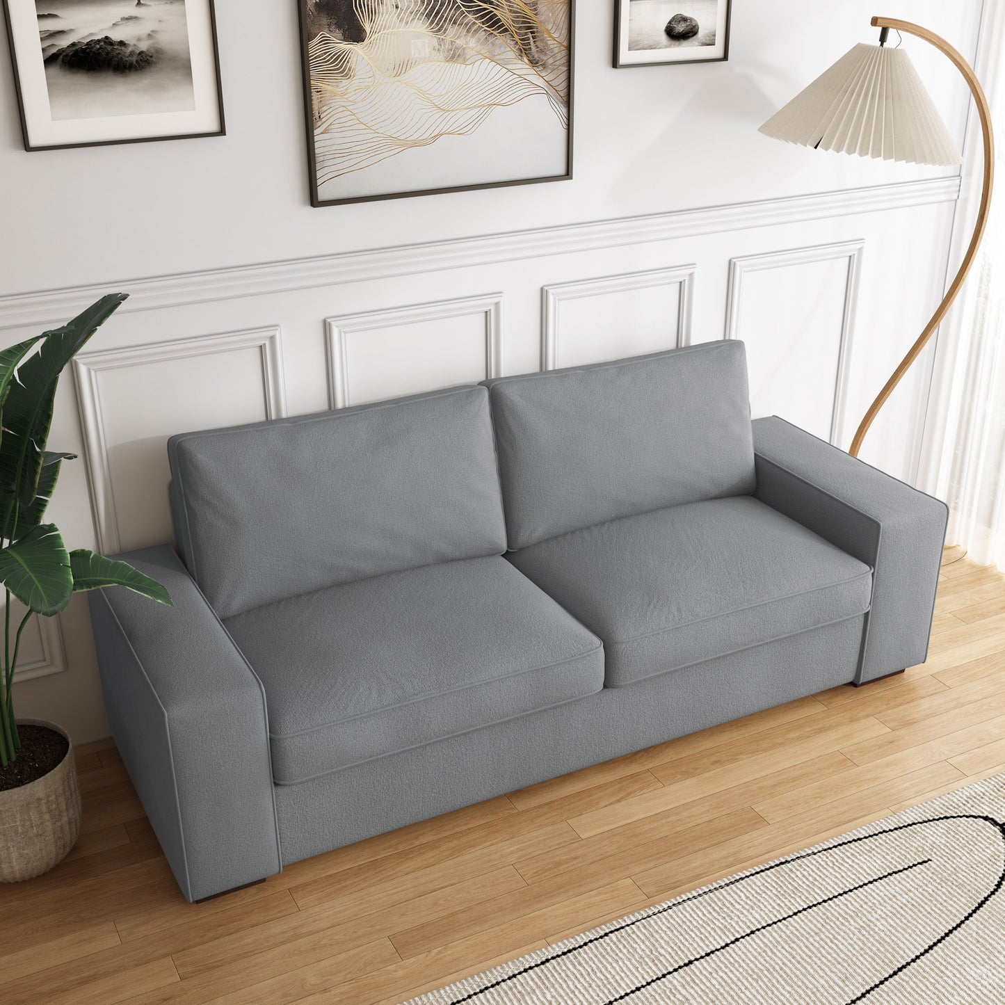 Divano a due posti in velluto a coste di lino largo 80,1 pollici per soggiorno