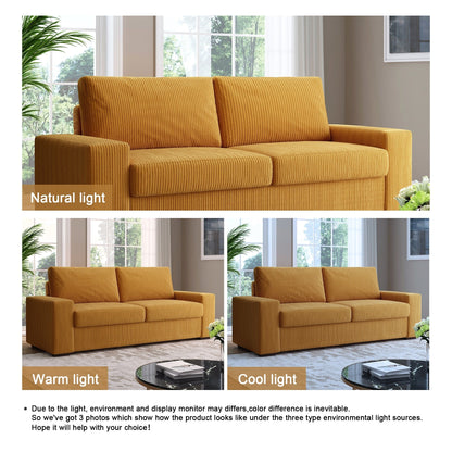 Divano a due posti in velluto a coste di lino largo 80,1 pollici per soggiorno