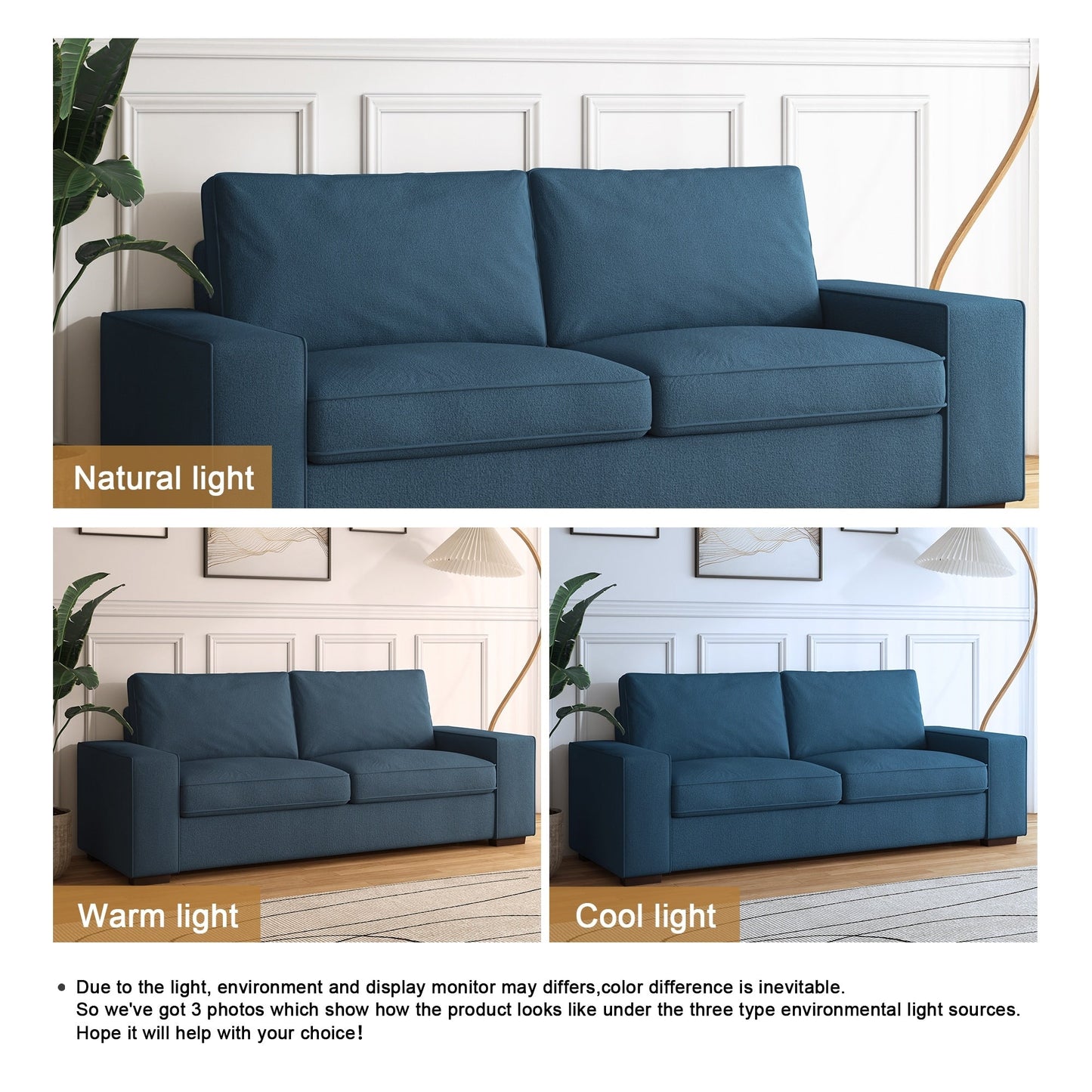 Divano a due posti in velluto a coste di lino largo 80,1 pollici per soggiorno