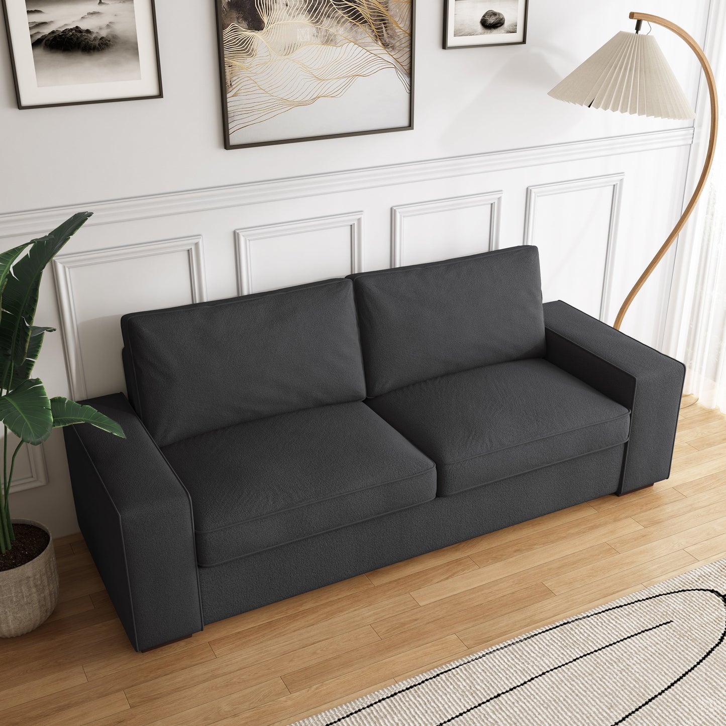 Divano a due posti in velluto a coste di lino largo 80,1 pollici per soggiorno